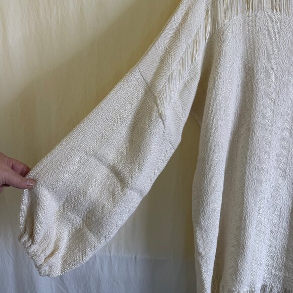 Women's Knit Pullover Sweater with Fringe and Open Weave Approximate Size XL - Picture 3 of 8